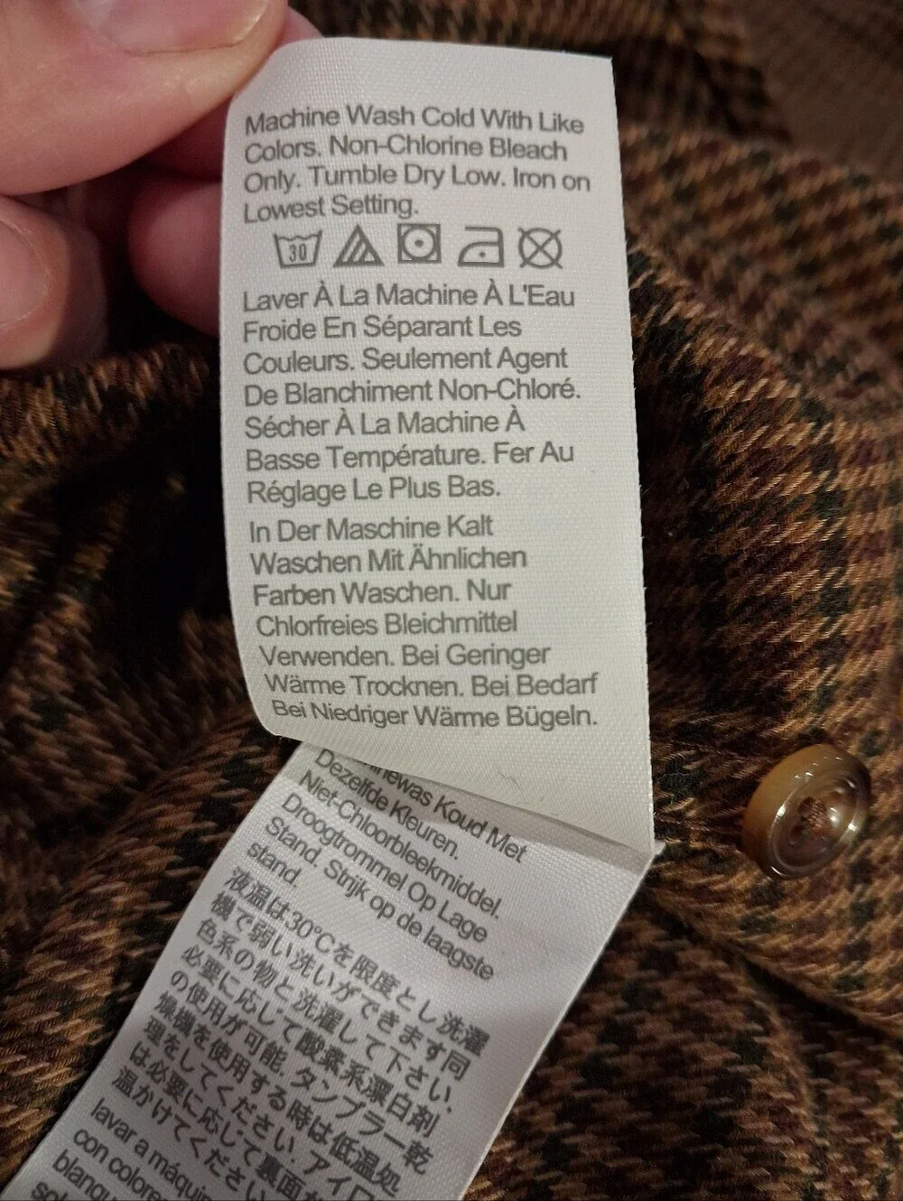 J Crew Mens Size L Cotton/Cashmere Blend Brown Flannel Shirt